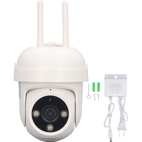 Caméra WiFi Intelligente 1080P, IP66 étanche, vision nocturne couleur jour et nuit, caméra de sécurité domestique 110-240V, prise américaine (1/5)