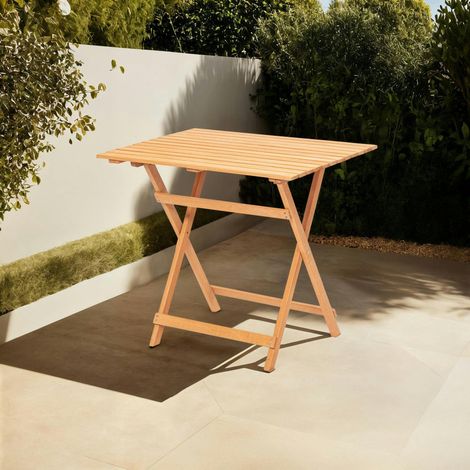 Petite table de jardin pliante en bois 80 cm SORA (1/4)