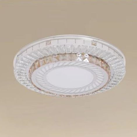 TrAdE Shop Traesio - Plafoniera Da Soffitto 45w ø40cm Led Design A Strati Con Cristalli Luce Fredda 66966 - (1/3)