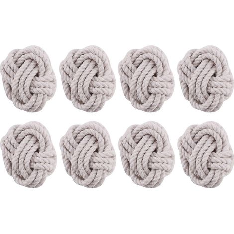 Lot de 8 ronds de serviette en jute naturel, boucle de serviette tissée, anneau de serviette en corde de lin (1/5)