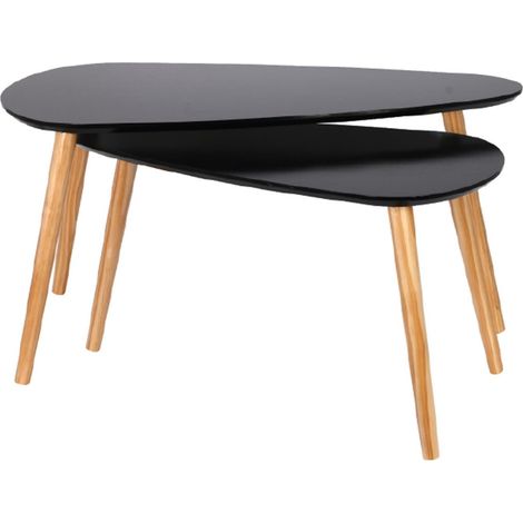 Lot de 2 Tables Gigognes "Forme Galet" 80cm Noir
