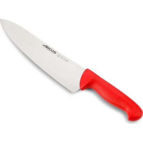 Cuchillo de cocinero Arcos Colour - Prof  290822 de acero inoxidable Nitrum y mango ergonómico de Polipropileno de color rojo y hoja de 25 cm, funda display (1/5)