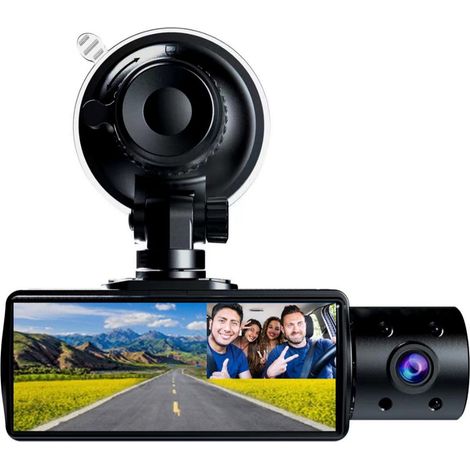 Dash Cam - 1080P Front + 720P Interior Recording - 3.16 Pouces Écran IPS - Vision Nocturne Infrarouge - Angle Large 170°/110° - Enregistrement Boucle - WiFi Intégré - 1 Pièce (1/5)