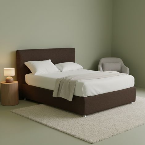 Letto Matrimoniale Widnes, Sfoderabile, Contenitore Made in Italy, Marrone (1/5)