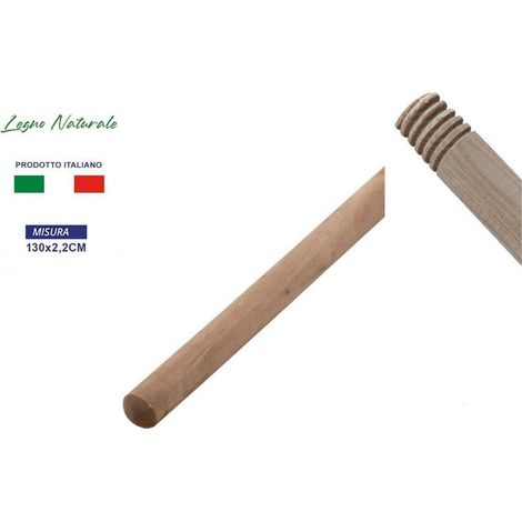 TrAdE Shop Traesio - Bastone Manico In Legno Naturale Per Scopa Pulizia Casa Lunghezza 130 Cm -