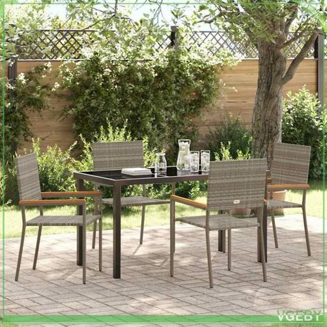 Ensemble de salle à manger pour jardin - FAFEICY - 3379711 - Gris - Polyrotin - Table verre trempé (1/5)