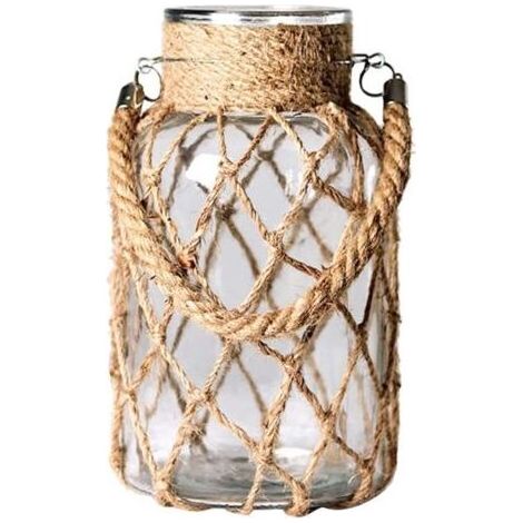 Verre Transparent avec Vintage Corde,Vase de Table Vintage pour Herbe de la Pampa,Vase Décoratif de Haute Qualité (1/3)