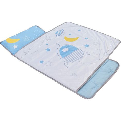 Tapis de sieste bleu et gris motif fusée facile à transporter (1/5)