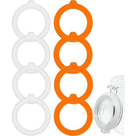 16-Piece Silicone Jar Seals (8 White/8 Orange)  Airtight & Reusable for Optimal Preservation, Homemade Preparations & Glass Jars (1/5)