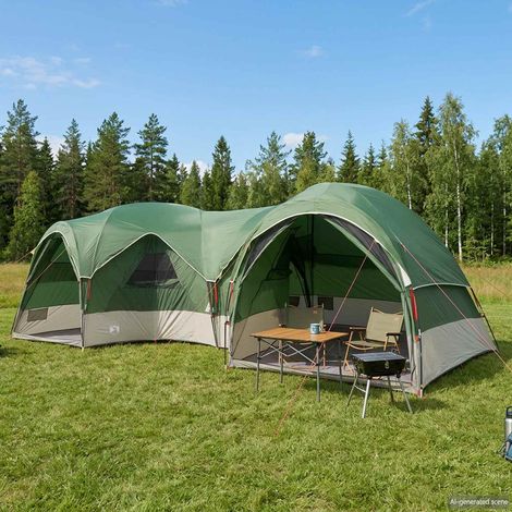 vidaXL Tente familiale avec auvent imperméable 5 personne Vert (1/5)