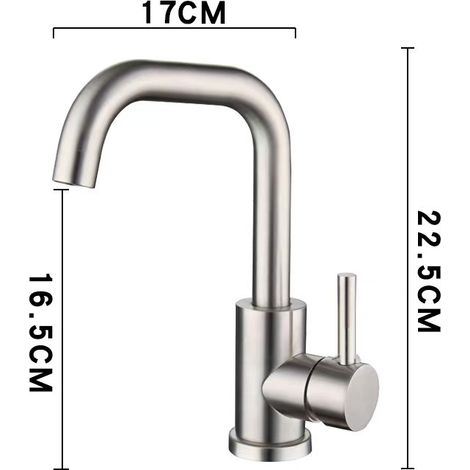 304 Stainless Steel Kitchen Faucet, Sink, Vegetable Washing Basin, Brushed Gold Large Curve, Household Hot and Cold Water Faucet - 304 Brushed Xiaoqi