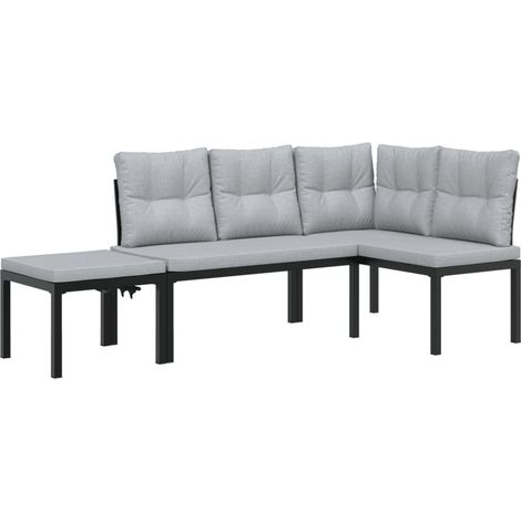 Maison Exclusive - Gartenbank-Set 3-tlg. Schwarz Pulverbeschichte