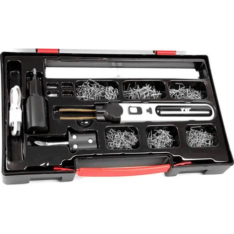 Machine de soudage portable pour plastiques. kit de réparation de fissures de panneaux. agrafeuse à chaud. découpe thermique. ensemble d'outils de réparation de trous en plastique avec lumi (1/5)