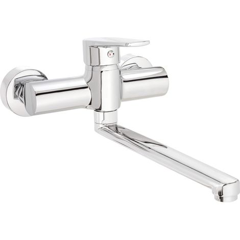 Miscelatore cucina montaggio a parete in ottone finitura cromo - Rober