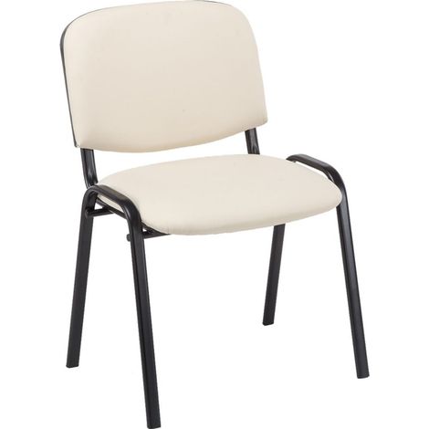 Silla de visita sentada tapizada en sintético crema BUR10072 (1/4)