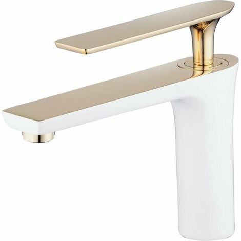 Waschtischarmatur Badezimmer Waschbecken Wasserhahn Weiß/Gold Farbe Waschtischarmatur Einloch-Waschtischmischer Waschtischarmaturen