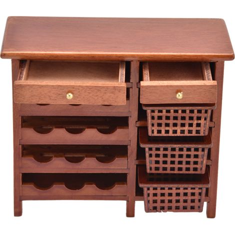 Meuble à vin décoratif réaliste à monter soi-même à l'échelle 1:12, modèle de meuble d'exposition en bois pour maison de poupée. (1/5)