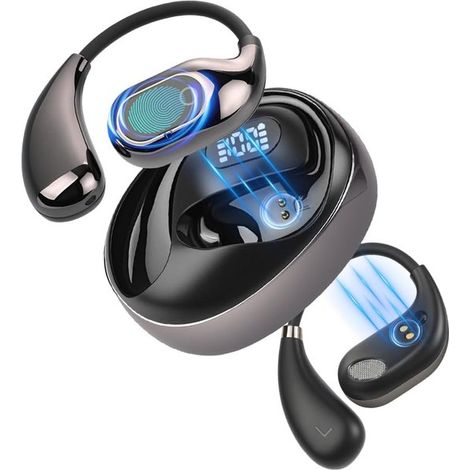 Auricolari con traduzione in tempo reale, design open-ear Bluetooth 5.4, 144 lingue, 25 ore di riproduzione, perfetti per viaggi e lavoro. (1/5)