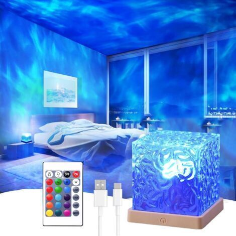 FENOPLASTICAProjecteur de lumière à vagues océaniques - 16 couleurs + télécommande 24 boutons, idéal pour les chambres, les chambres d'enfants, etc. - 1 pièce (1/4)