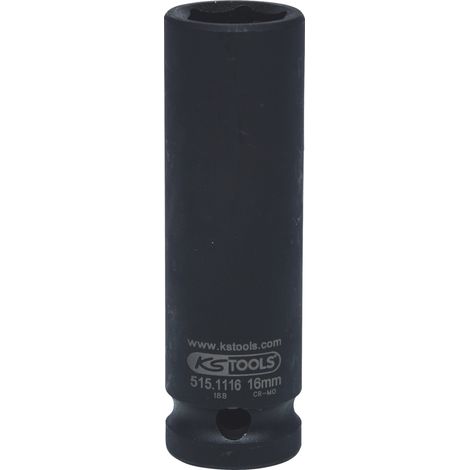 Douille longue à chocs 6 pans 1/2', 16 mm sur carte - KSTOOLS - 515.1116-E