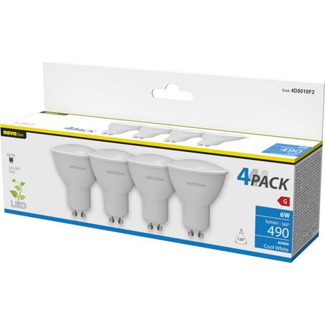NOVA LAMPADINA LED SPOT GU10 6W 490LM 6500K PZ.4