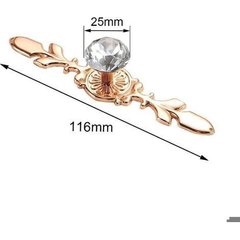 HONORNIC - Bouton de Porte Diamant 6 Pièces Boutons de Porte en Cristal Doré Bouton de Meuble Poignee de Meuble Diamant Boutons en Cristal de (1/4)