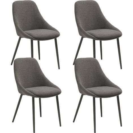 Set 4 Sedie Kira 51x59x85 cm in Tessuto Easy-Clean Grigio Scuro (1/5)