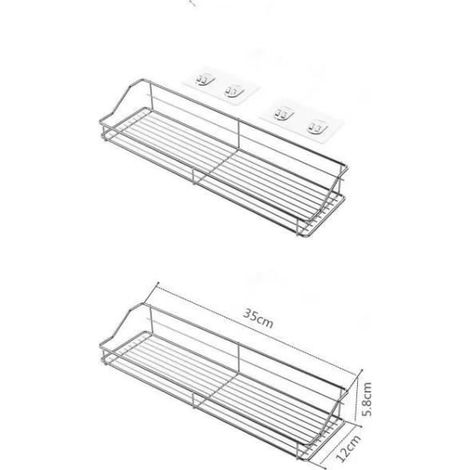 Support de rangement mural en acier inoxydable pour cuisine et salle de bain, étagère à épices de cuisine - pas besoin de percer