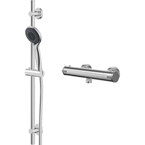 Rondi Polished Chrome Thermostatic Bar Valve Mixer Shower with Clyde Shower Slide Rail Kit (1/5)