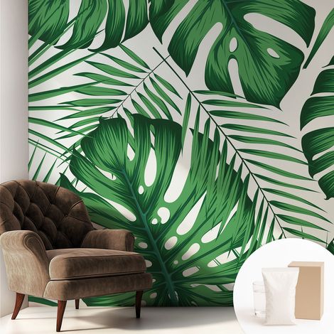 Tapete Dekorative Vliestapete mit Klebe für Wand - Mustertapete - moderne Einrichtung - für Büro Tropische Blätter 250x250 cm (1/5)