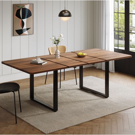 MODFU – Tavolo allungabile 140-180-220x80 cm in MDF con 3 lunghezze e guide rinforzate, per 6-10 persone e carico 100 kg – Noce (1/5)