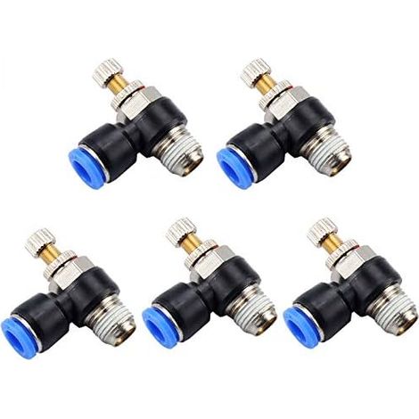 Lot de 5 valves pneumatiques de régulation de débit d'air pour tuyauterie pneumatique (SL6-01)