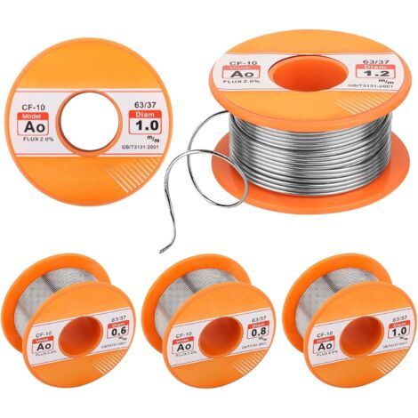Lot de 4 Fil de Soudure,Étain a Souder avec Noyau de Colophane,fil à souder avec Flux Bobine d'étain,Soudure Douce pour réparation de soudage,soudage de carte de circuit imprimé(0.6/0.8/1/1.2 mm) (1/5)
