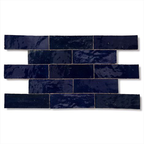 Zellige véritable Carrelage Artisanal - 5x15 cm - Bleu Nuit (vendu par boîte de 0,5m²) (1/3)