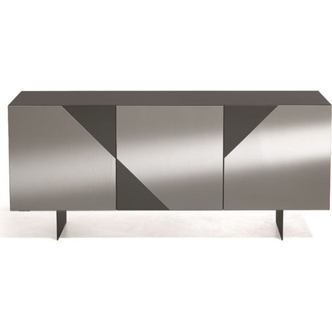 Madia credenza 3 ante in vetro specchio Fum cassa Antracite ARTE 180 con 2 piedini (1/2)