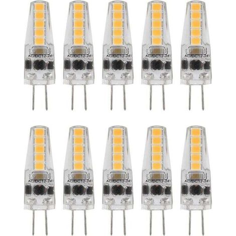 10pcs Ampoules LED G4, 2W 3000K AC 12-24V Ampoules à Intensité Variable pour Lustre Plafonnier Lampe de Table Blanc Chaud (1/4)