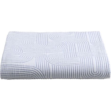 VIVARAISE - Plaid en coton Kiko - Bleu indigo 140 x 180 cm (1/2)