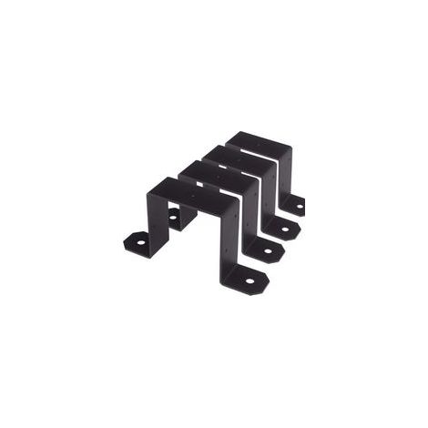 Lot de 4 supports de fixation en forme de U pour panneaux de clôture - Clips de sécurité en béton - Ancrage de sécurité pour panneaux de clôture - Convient aux poteaux en béton ou en bois de (1/4)