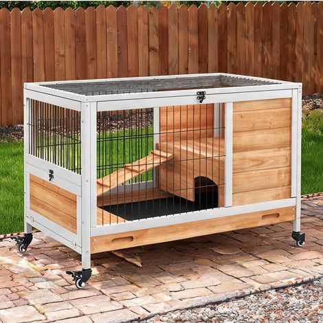 Clapier jaune en bois massif 90 x 53 x 59 cm (1/5)