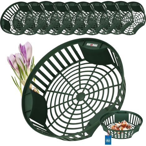 KOTARBAU® Set 10 pièces Panier À Bulbes - ⌀ 265 mm - Vert - Corbeille Plantation Tulipes - Accessoire Plantation Bulbes - Plastique (1/5)