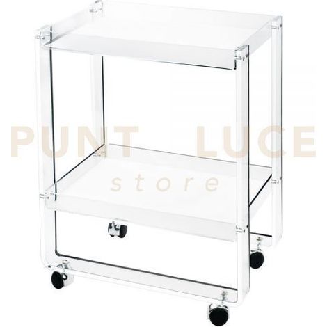 CARRELLO MAJORDOME IN CRISTALLO ACRILICO TRASPARENTE CON RUOTE