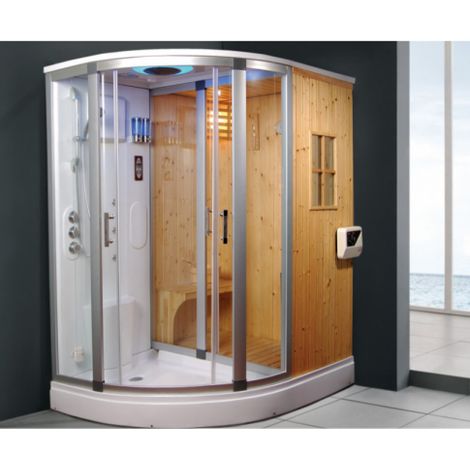 Cabina doccia idromassaggio e sauna finlandese bagno turco 170x130cm Sicorage Pretty