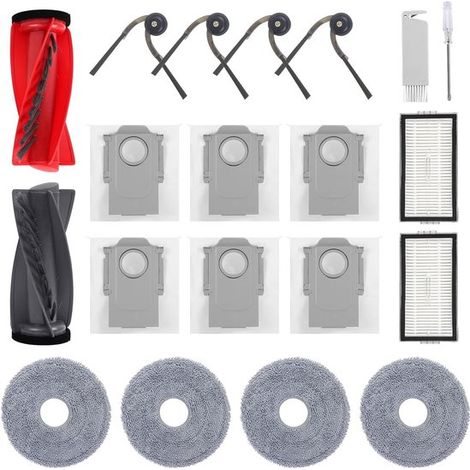 Kit d'accessoires 17 pièces compatible Roborock Qrevo Curv S5X, Qrevo Edge S5A, avec brosse principale, sacs à poussière, filtres et chiffons de nettoyage (1/5)