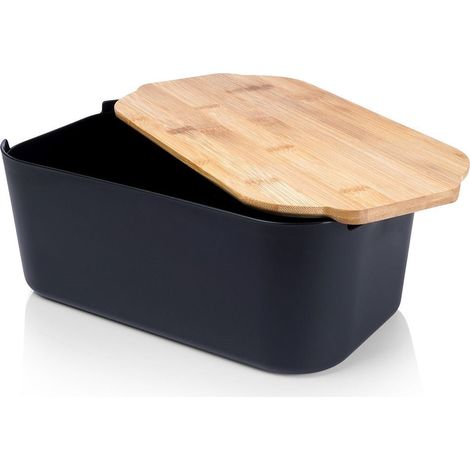 Panera con tabla de bamb煤, negra, 33x18,5x12 cm (1/5)