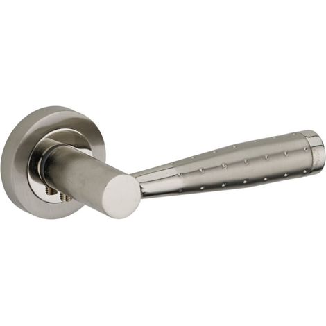 Paire de béquilles pour porte, carré 7 mm, nickelé satiné - (1/2)