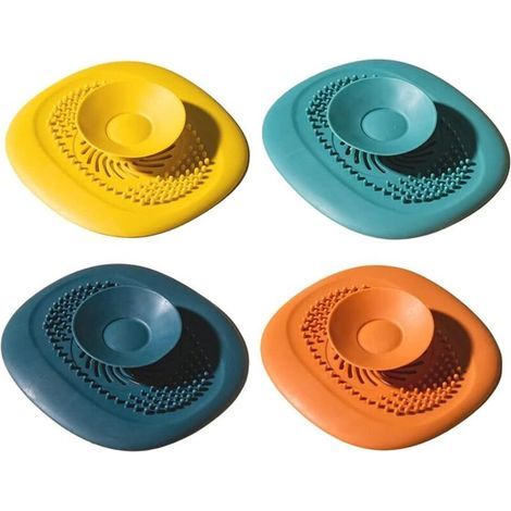 Filtre de douche de salle de bain avec attrape-cheveux en silicone, lot de 4. (1/5)