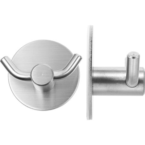 Lot de 2 patères murales en acier inoxydable auto adhésives (1/5)