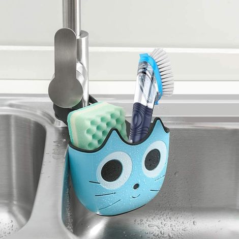 Porte-éponge pour évier de cuisine avec sangle réglable - Panier d'égouttage suspendu pour la cuisine, la salle de bain ou l'espace de travail (1 pièce) (1/5)