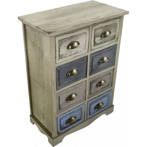 Mobile cassettiera in legno 8 cassetti organizzazione compatto e fisso 53x29xH73 cm