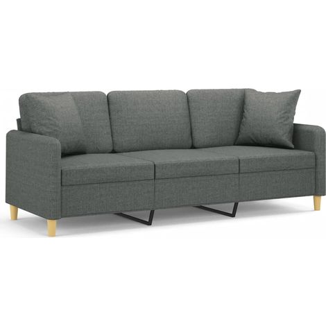Maison Exclusive - Divano a 3 Posti con Cuscini Grigio Scuro 180 cm in Tessuto